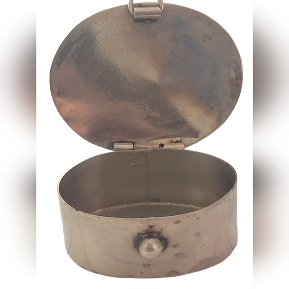Alpaca Mexico Abalone Floral Inlay Pill Box Hinged Snuff Trinket Vintage Silver - Picture 7 of 17